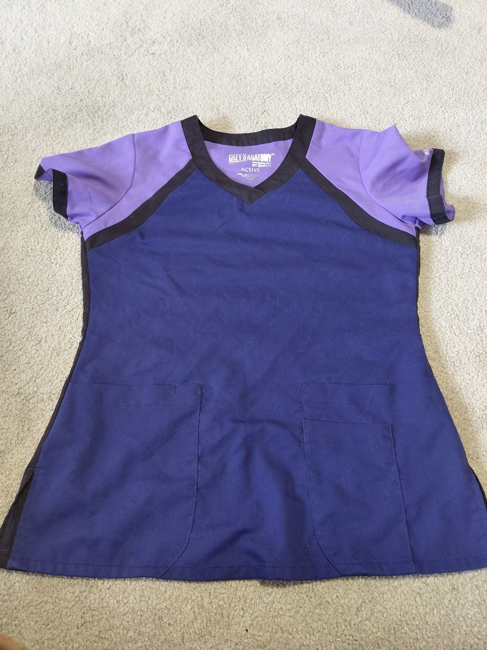 Grey's Anatomy Active V-Neck Scrub Top - Purple And Black